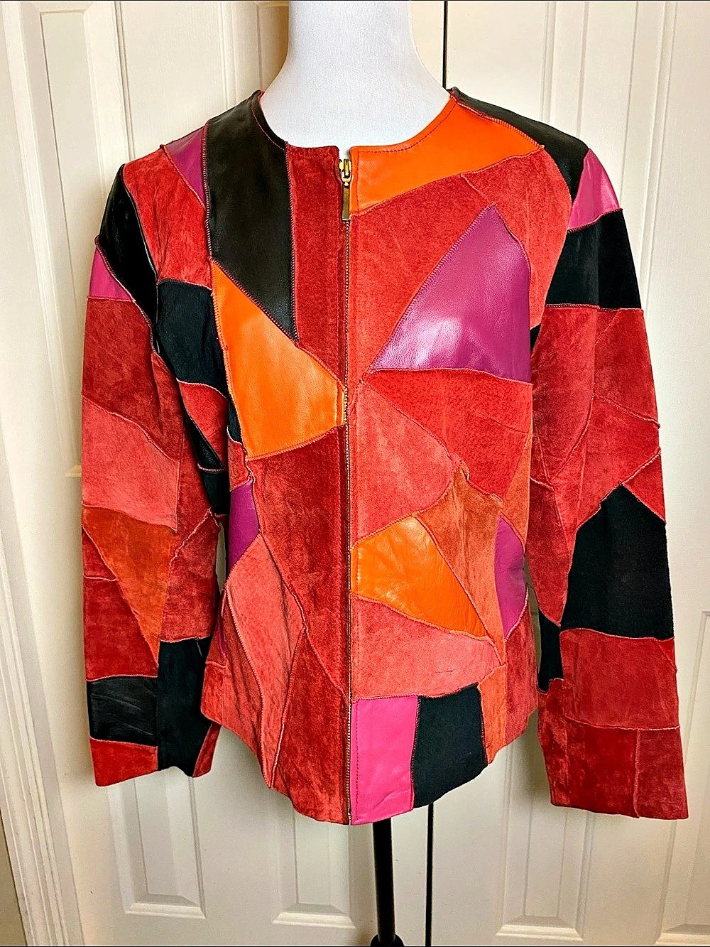 Margaret Godfrey Patchwork Leather Jacket Size 10